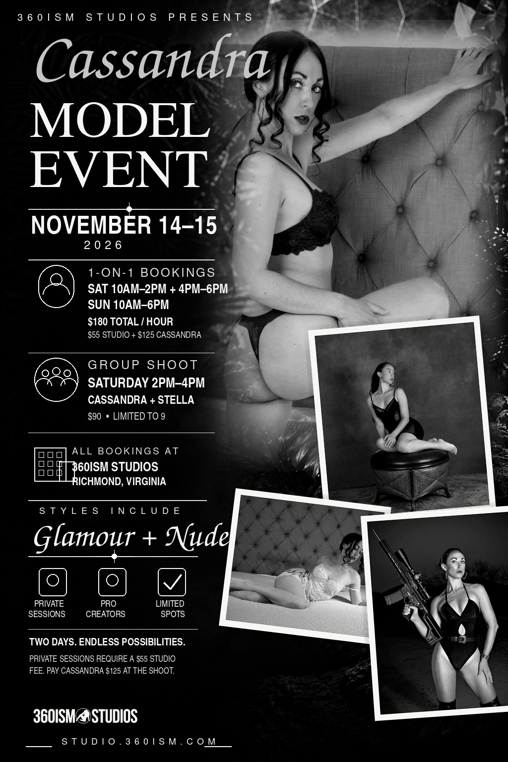 Model Cassandra – 1on1's – Sat. Nov. 14th + Sun. Nov. 15th